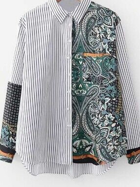 Zara Navy and White Striped Shirt